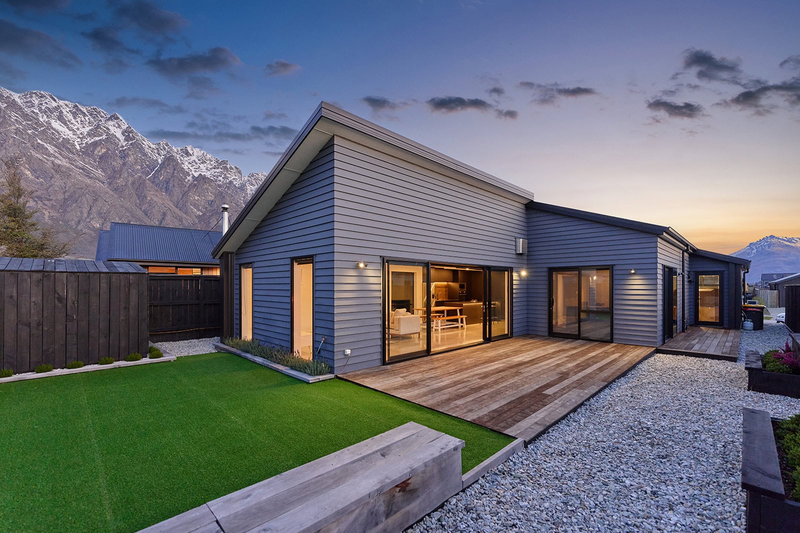 Living room with mountain view
